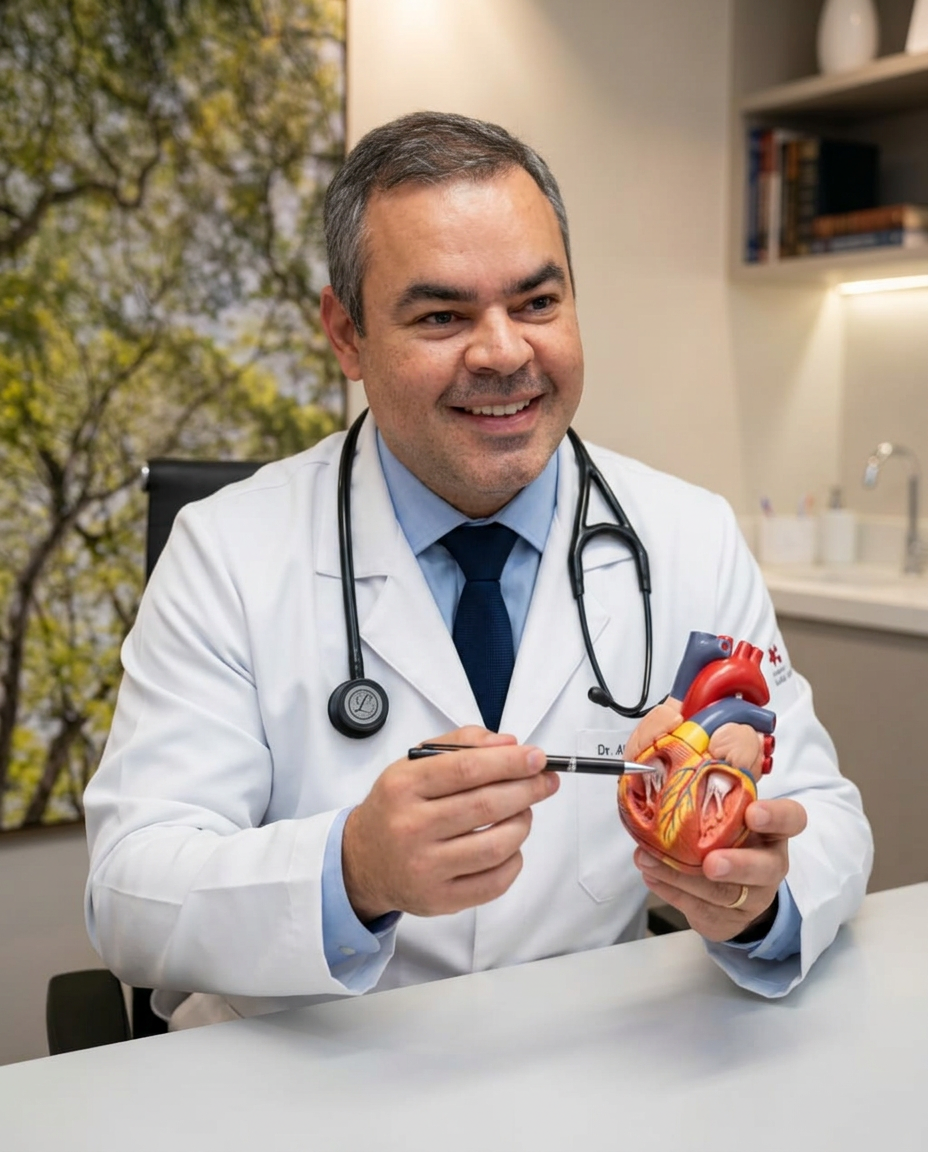 Dr. Alexandre explicando a anatomia do coração